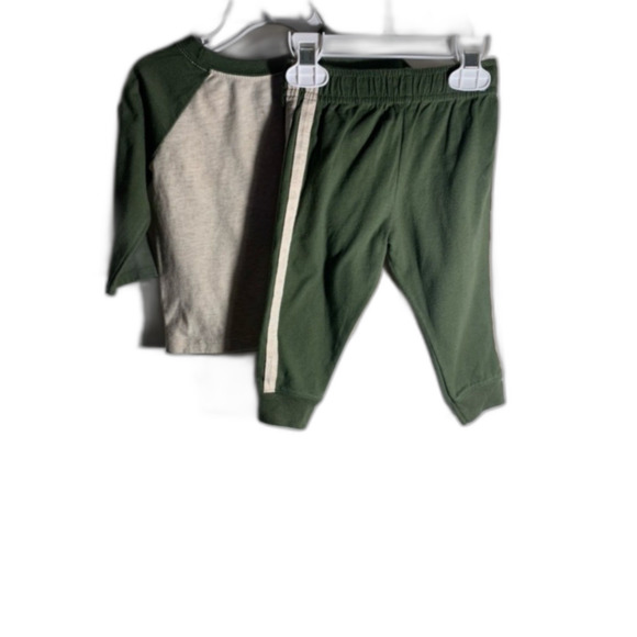 Garanimals Bundle 12M Blue Gray/ BLK WHT / Olive Green Shirt & Pants (3) Set - Picture 8 of 11